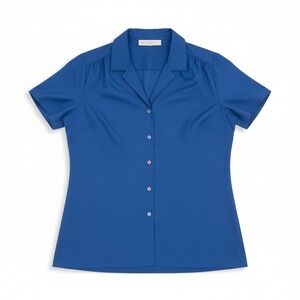 Lady Arrow Short Sleeve Button Down Shirt Blue Size 12 Vintage WPL 9678